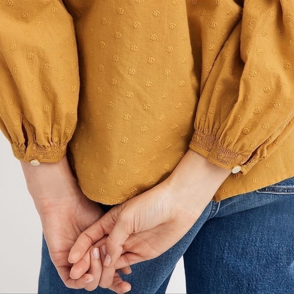 Madewell Floral Embroidered Smocked-Neck Raglan Top XS - Picture 10 of 10